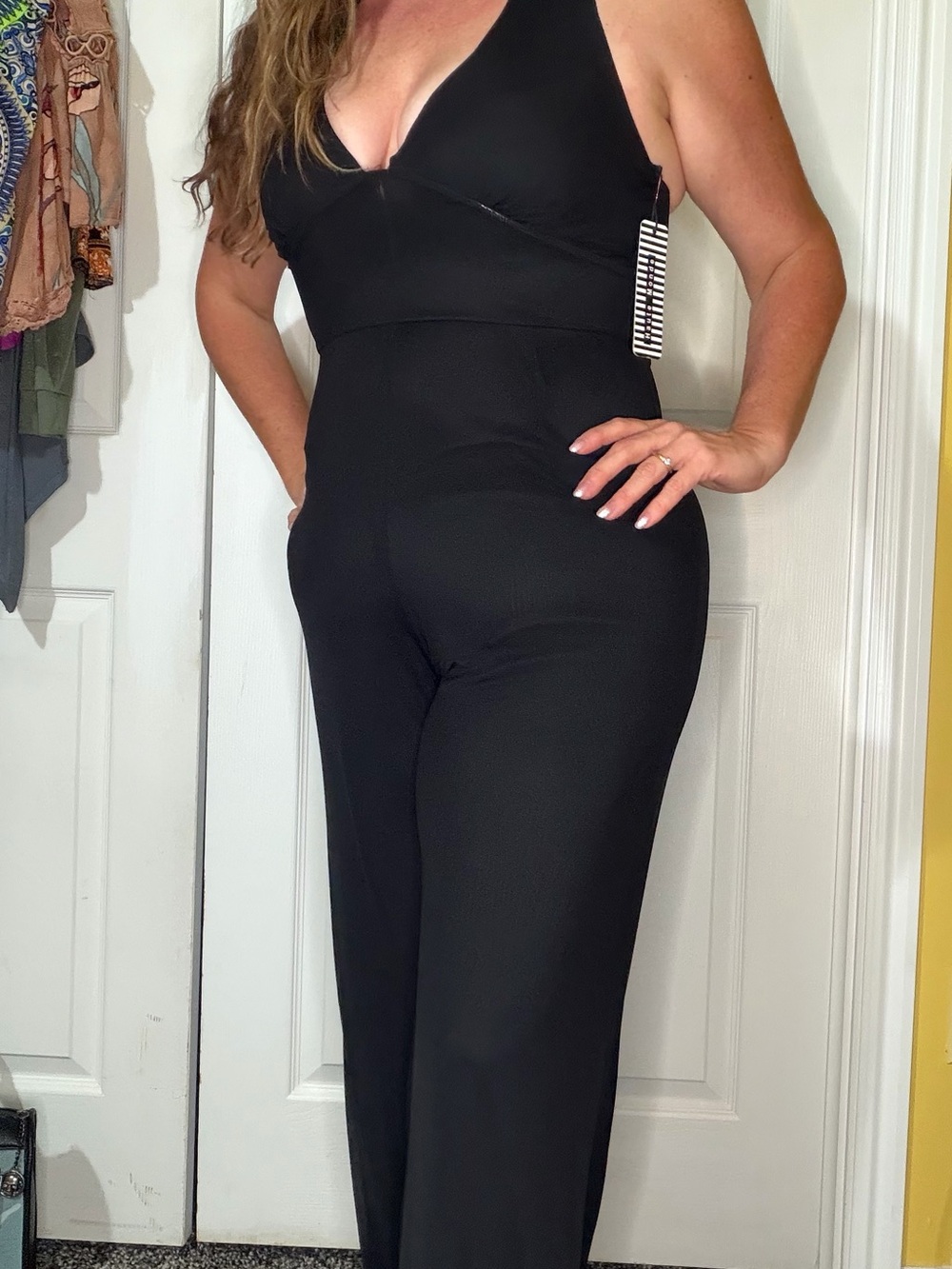 NWT Haute Monde Black V-Neck Wide-Leg Jumpsuit